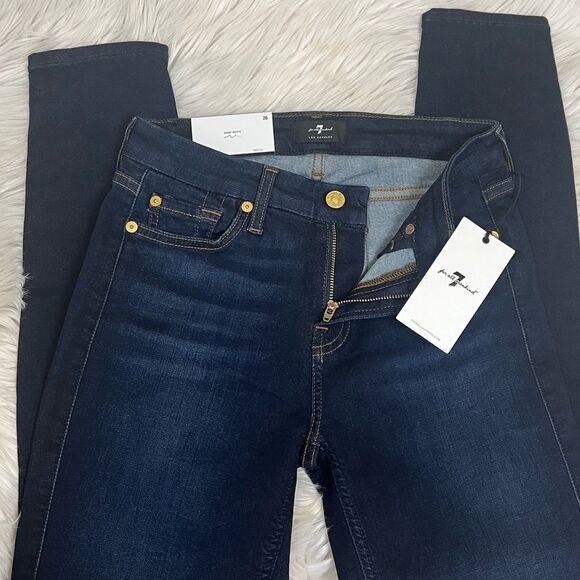 7 for all mankind Slim Illusion Luxe the Ankle Skinny Dark blue mid-rise size 26 - Picture 12 of 13